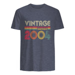 Vintage Twentieth Birthday Gift T-Shirt in Heather Navy - back view