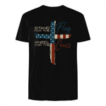 USA Flag Religious Quote Fourth of July Christian Faith T-Shirt in Black - back view