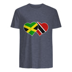 Trinidadian Jamaican Heart Love Jamaica Trinidad Flag in Heather Navy - back view
