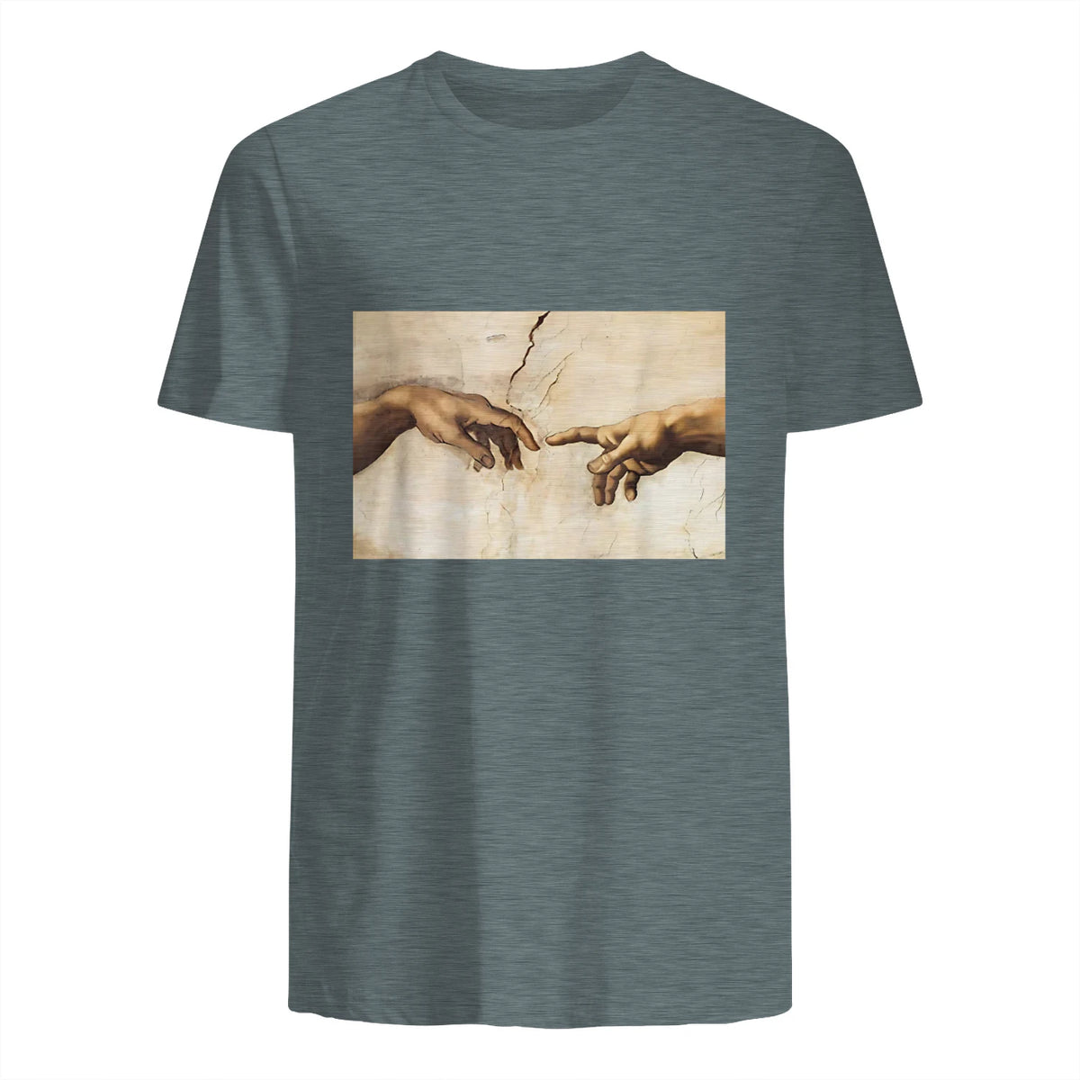 Creation of Adam Michelangelo Die Erschaffung Adams Kunst in Dark Heather - back view
