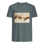 Creation of Adam Michelangelo Die Erschaffung Adams Kunst in Dark Heather - back view