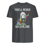Vintage Father Son Family Autistic Kids Autism Awareness Dad in Charcoal - back view