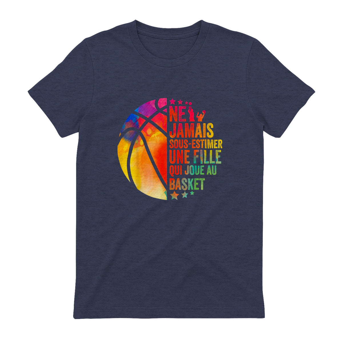 Drôle Basketball Une Fille Qui Joue Au Basket in Heather Navy - back view