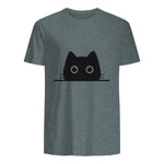 Chemise avec motif de chat dans une poche pour enfants, femmes, hommes, amoureux des chats in Dark Heather - back view