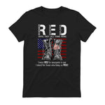 On Friday We Wear Red Military R.E.D Friday Military Remember Everyone Deployed Unisex-Adults US Flag T-Shirt Black Smal in Black - back view