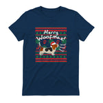 Basset Hound Chemise de Noël Merry Woofmas Père Noël Chien in Navy - back view