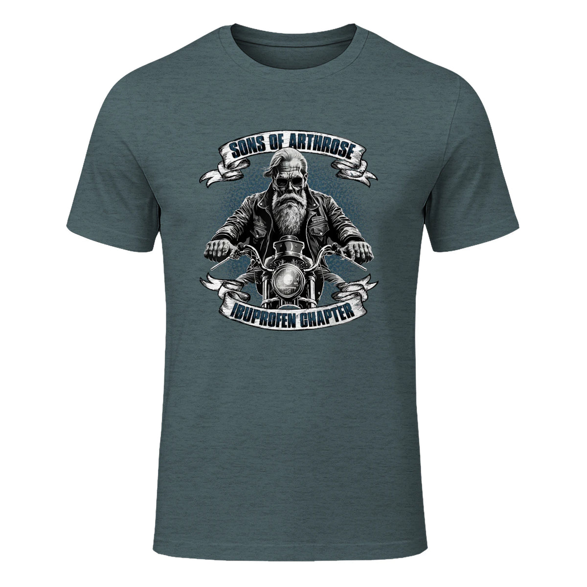 Lustiger Biker Spruch für den alten Mann - Sons of Arthrose - Ibuprofen Chapter Biker Motorradfahrer für ältere in Dark Heather - front view