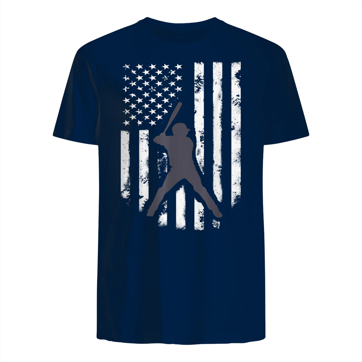 American Flag Baseball Shirt Cool Distressed Jersey Gift Tee T-Shirt in Navy - back view