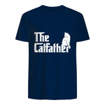 The Catfather Funny Cat Parody Fathers Day Gift Cat Father T-Shirt in Navy - back view