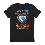 I Wear Blue For My Brother Autism Awareness in Black - back view