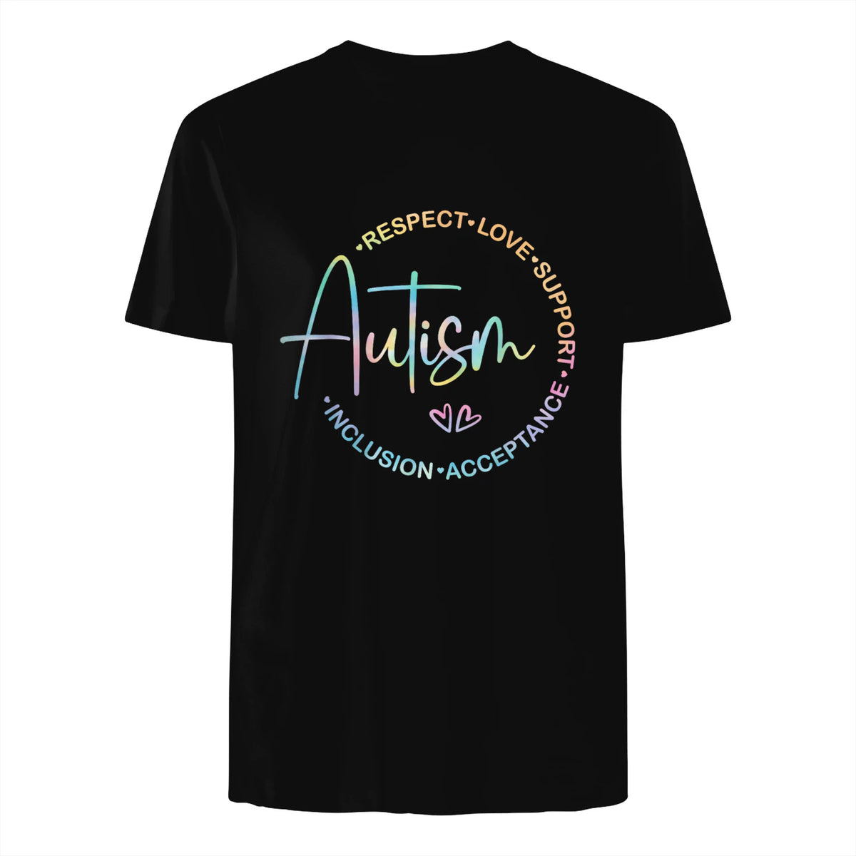 Respect Love Support Autism Awareness Month Women Men in Black - back view