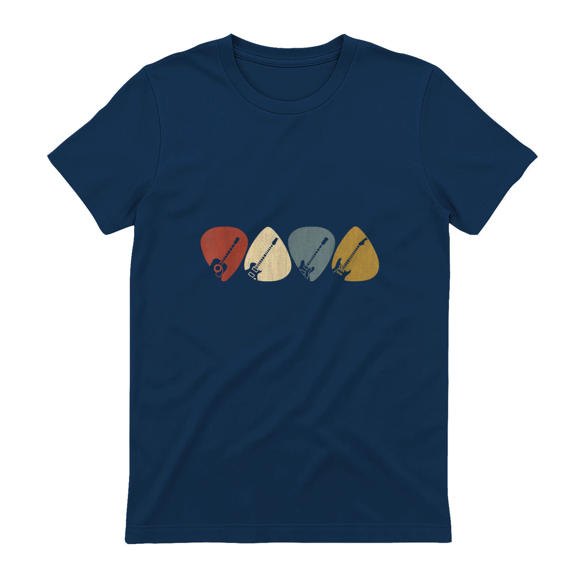 Gitarren-Auswahl-Gitarrist Retro Vintage für Gitarrenliebhaberinnen, Schwarz, S, Kurzarm, , Herren, Retro in Navy - back view