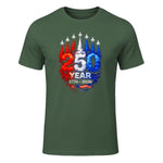 American Patriotic Fourth of July Anniversary T-Shirt in Military Green - front view