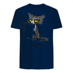 Funny Meh Cat Gift for Cat Lovers in Navy - back view