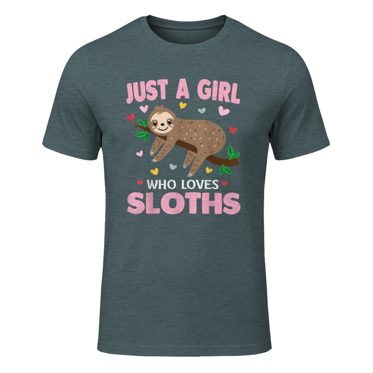 Just a Girl Who Loves Sloths Shirt Gift For Sloths Lover in Dark Heather - front view