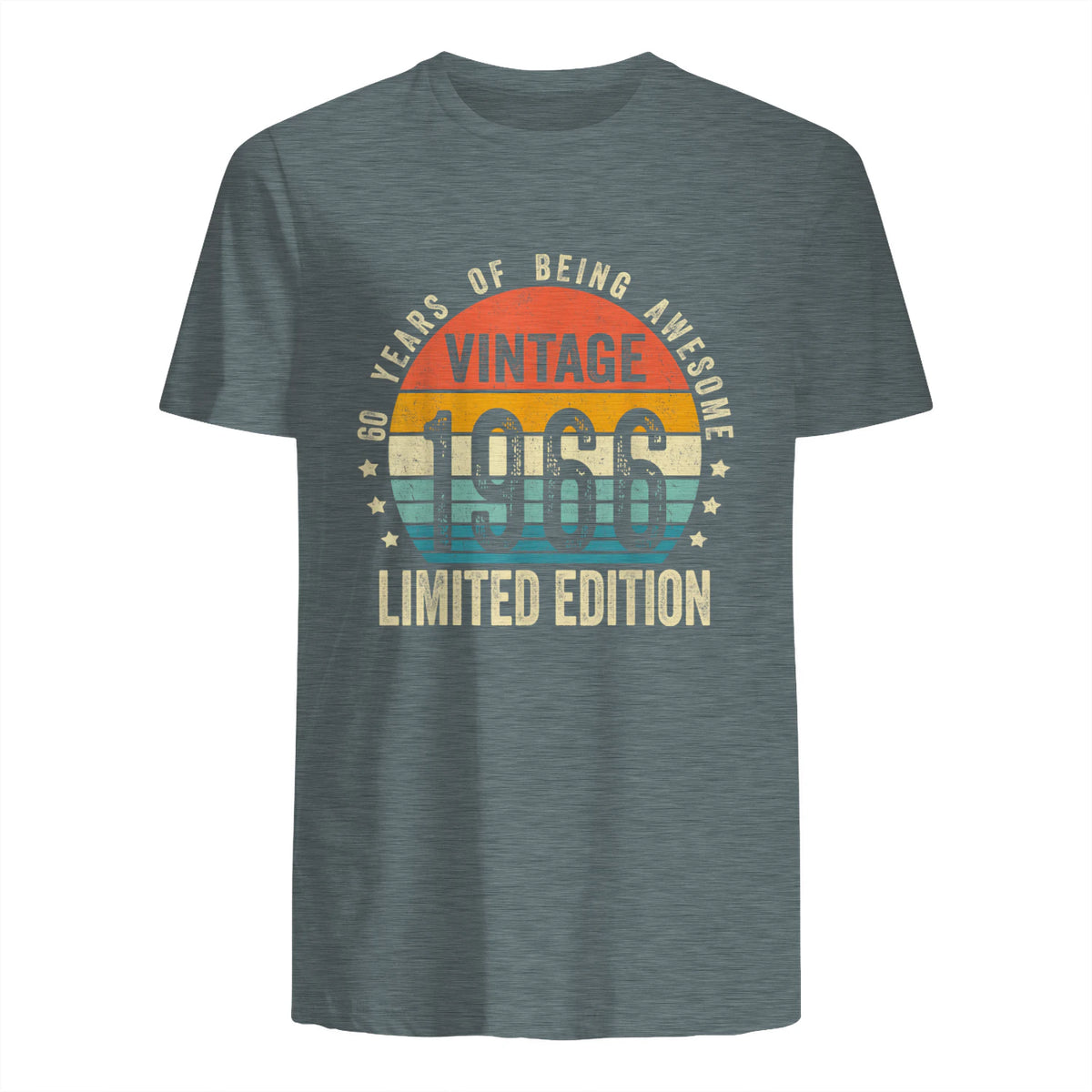 Vintage Sixtieth Birthday Gift T-Shirt in Dark Heather - back view