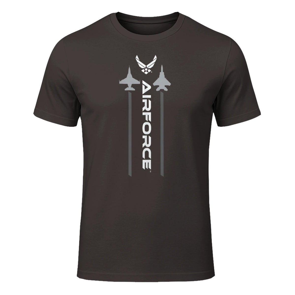 US Air Force with Logo T-Shirt in Dark Chocolate - front view