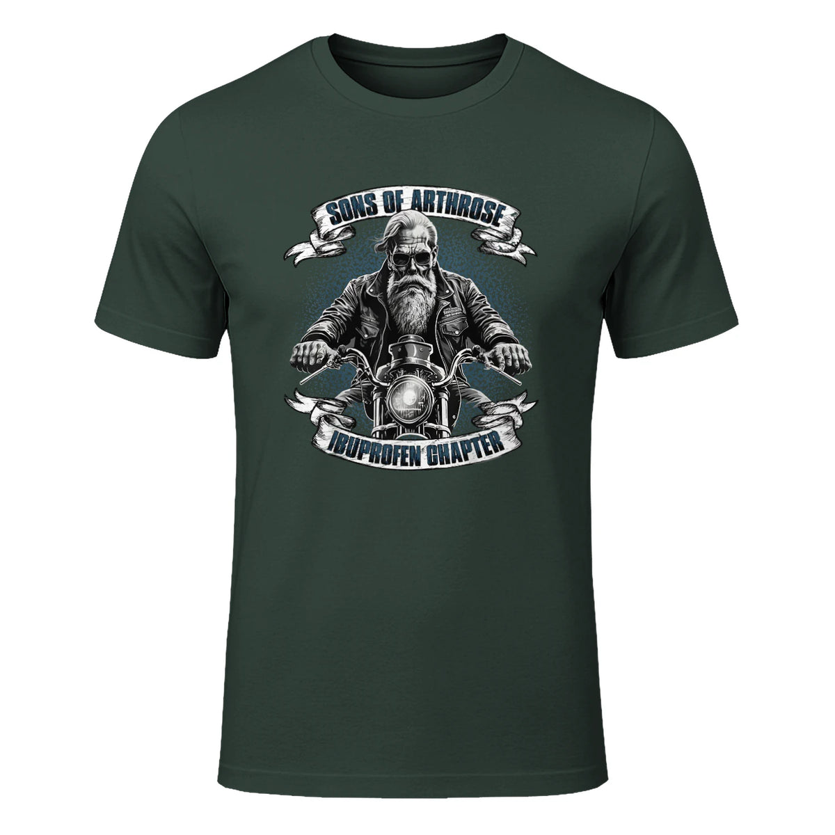 Lustiger Biker Spruch für den alten Mann - Sons of Arthrose - Ibuprofen Chapter Biker Motorradfahrer für ältere in Forest Green - front view