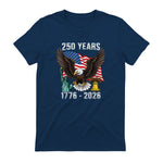 American Flag Fourth of July Anniversary T-Shirt in Navy - back view