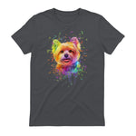 Colorful Splash Art Yorkshire Terrier Portrait Yorkshire Lover in Charcoal - back view
