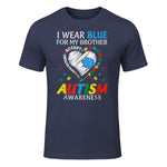 I Wear Blue For My Brother Autism Awareness in Heather Navy - front view