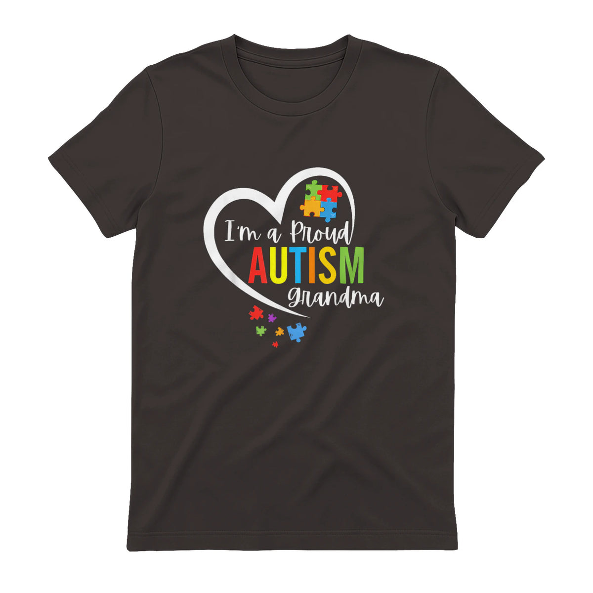 I'm A Proud Grandma Love Heart Autism Awareness Puzzle in Dark Chocolate - back view