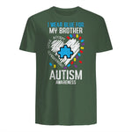 Blue for My Brother Autism Awareness Family Sister Sibling in Military Green - back view