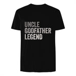 Funny Uncle Godparent Hero Message Uncle Godfather Legend For A Favorite Uncle Family Baptism T-Shirt - Black, Sm in Black - back view