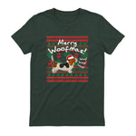 Basset Hound Chemise de Noël Merry Woofmas Père Noël Chien in Forest Green - back view