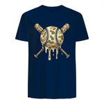 Baseball Drip Camo Baseball Bats Boys Sports Cool Game Day T-Shirt in Navy - back view