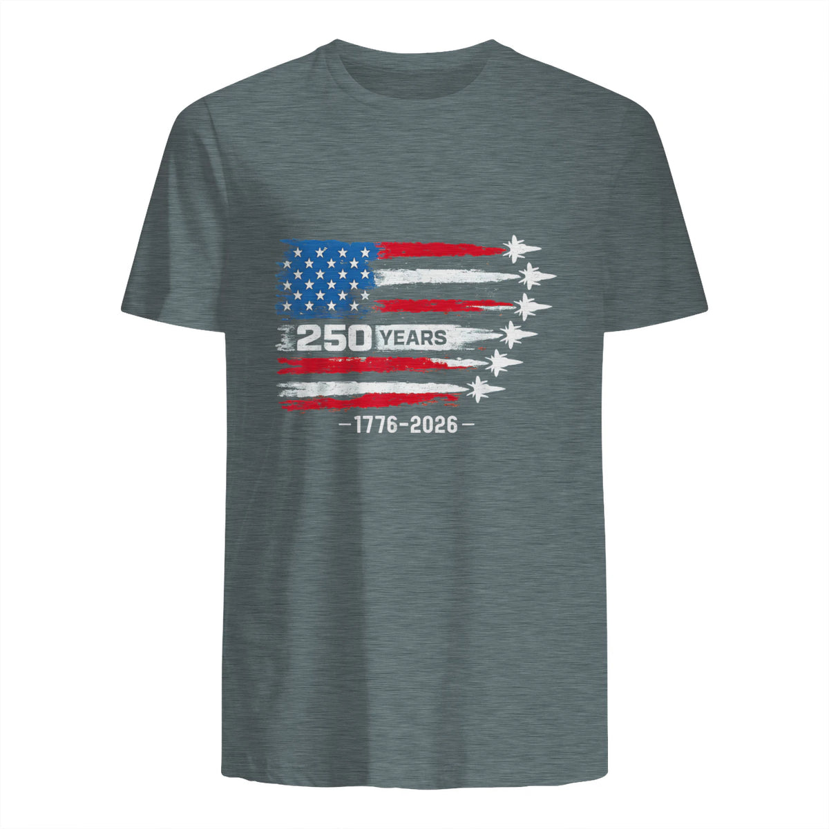 American Fourth of July Anniversary T-Shirt in Dark Heather - back view