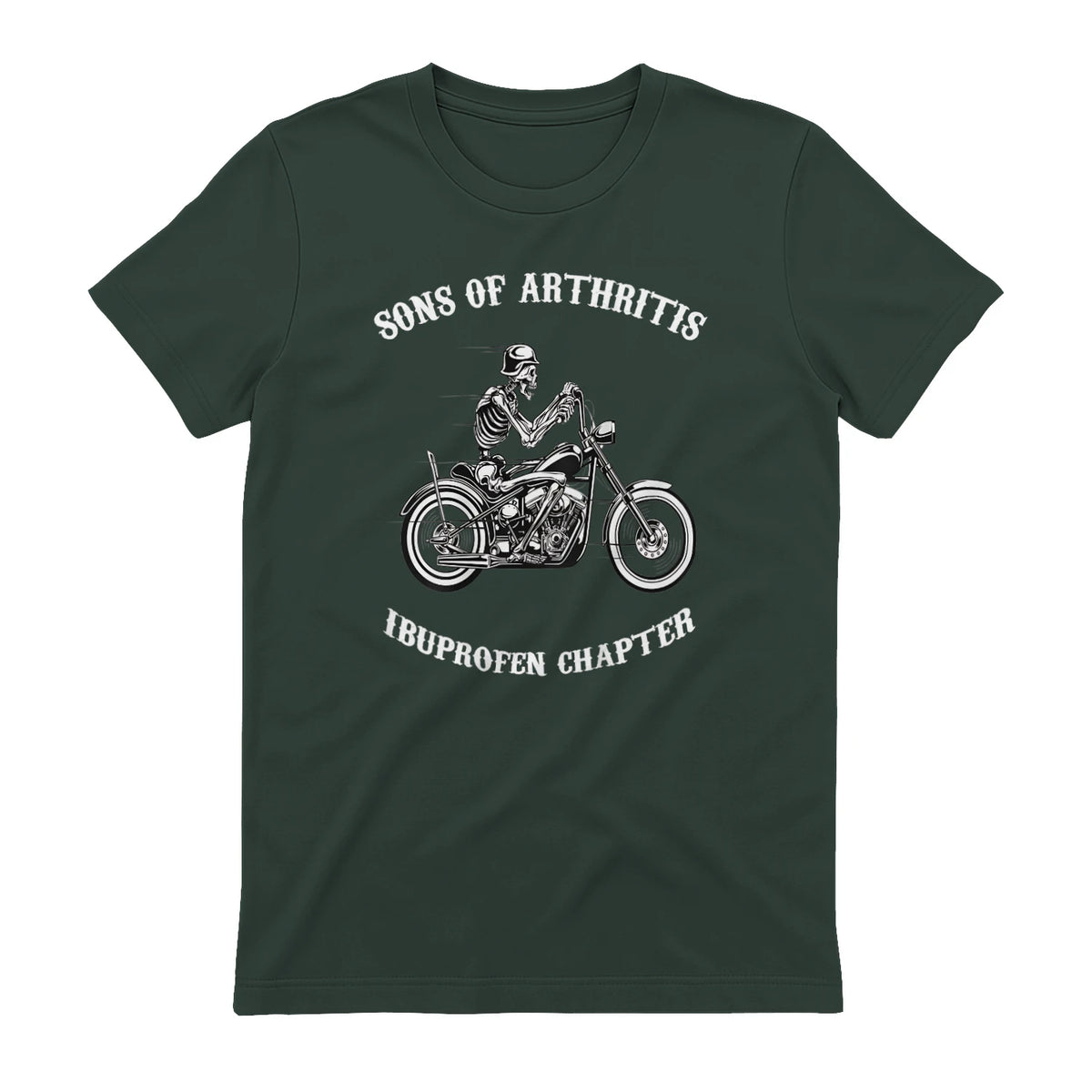 Sprüchewerkstatt Sons mit Arthritis Ibuprofen Chapter Motorradfahrer für Herren, Schwarz, in Forest Green - back view