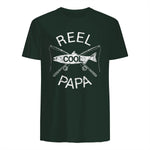 Funny Fishing Reel Cool Papa Dad Joke T-Shirt in Forest Green - back view