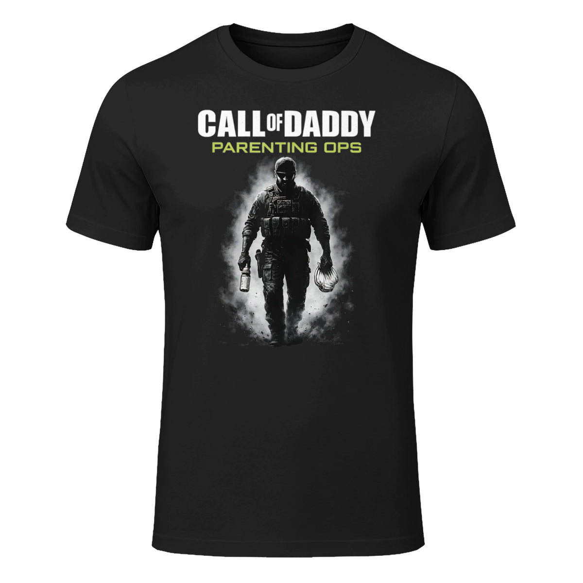 Call of Daddy Parenting Ops – Vatertag Great Dad Joke T-Shirt in Black - front view