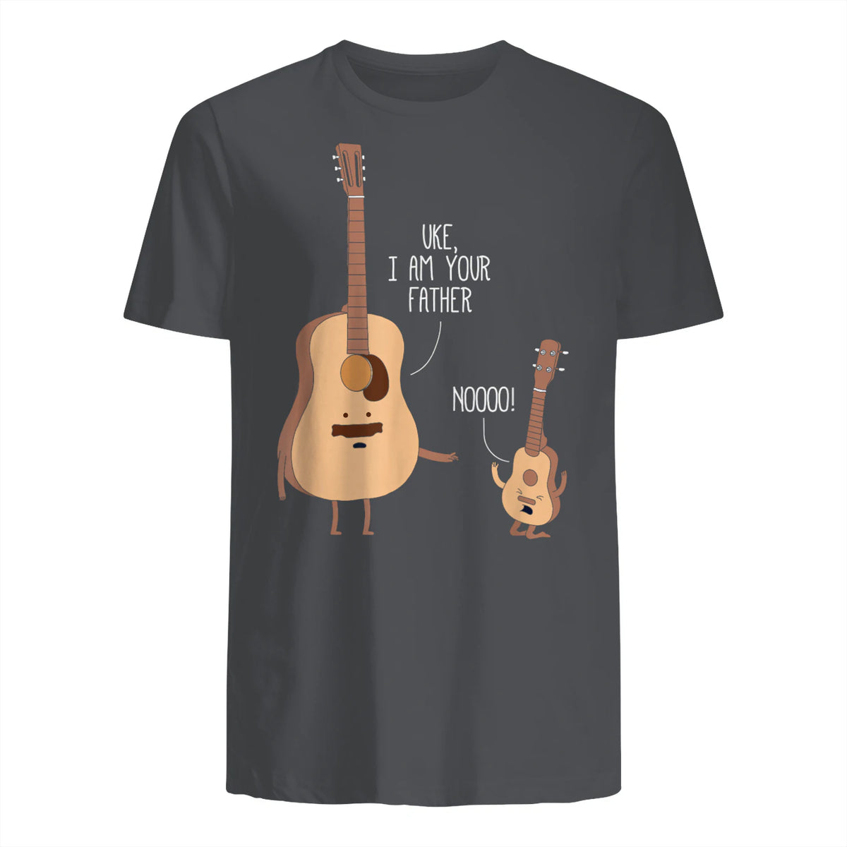 Uke I Am Your Father T Shirt Ukulele Guitar Music in Charcoal - back view
