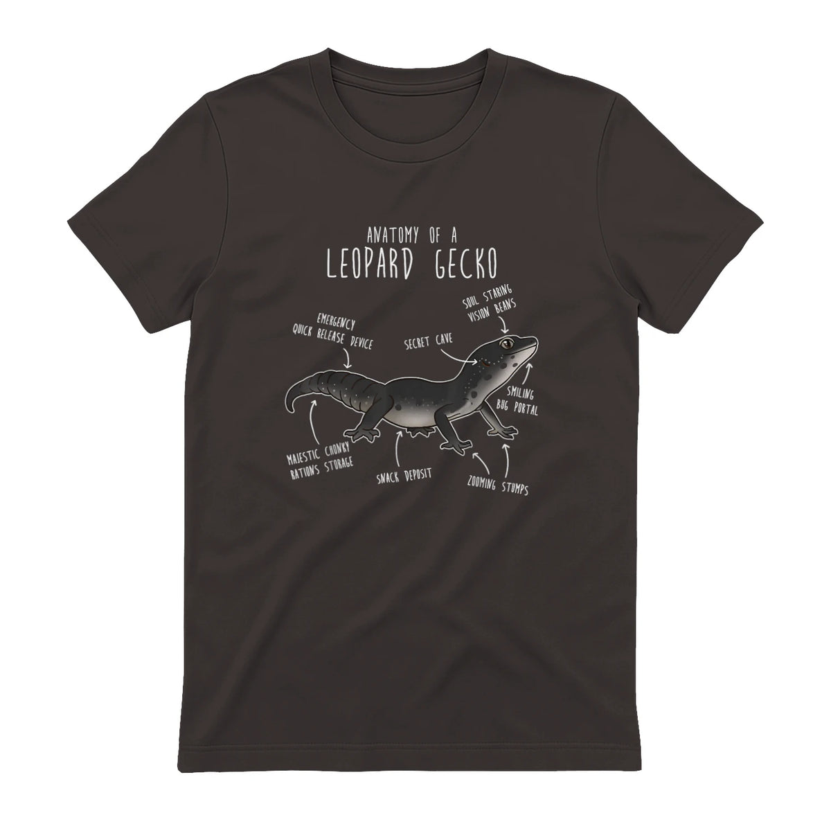 Black Night Leopard Gecko Lézard Reptile Anatomie drôle animal de compagnie in Dark Chocolate - back view