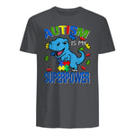 Kids Autism Awareness is My Superpower Boys in Charcoal - back view