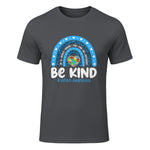 In April We Wear Blue Autism Ribbon T-Shirt in Charcoal - front view
