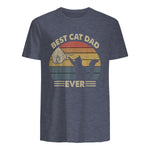 Best Cat Dad Ever T-Shirt in Heather Navy - back view