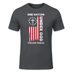 Christian American Flag Anniversary T-Shirt in Charcoal - front view