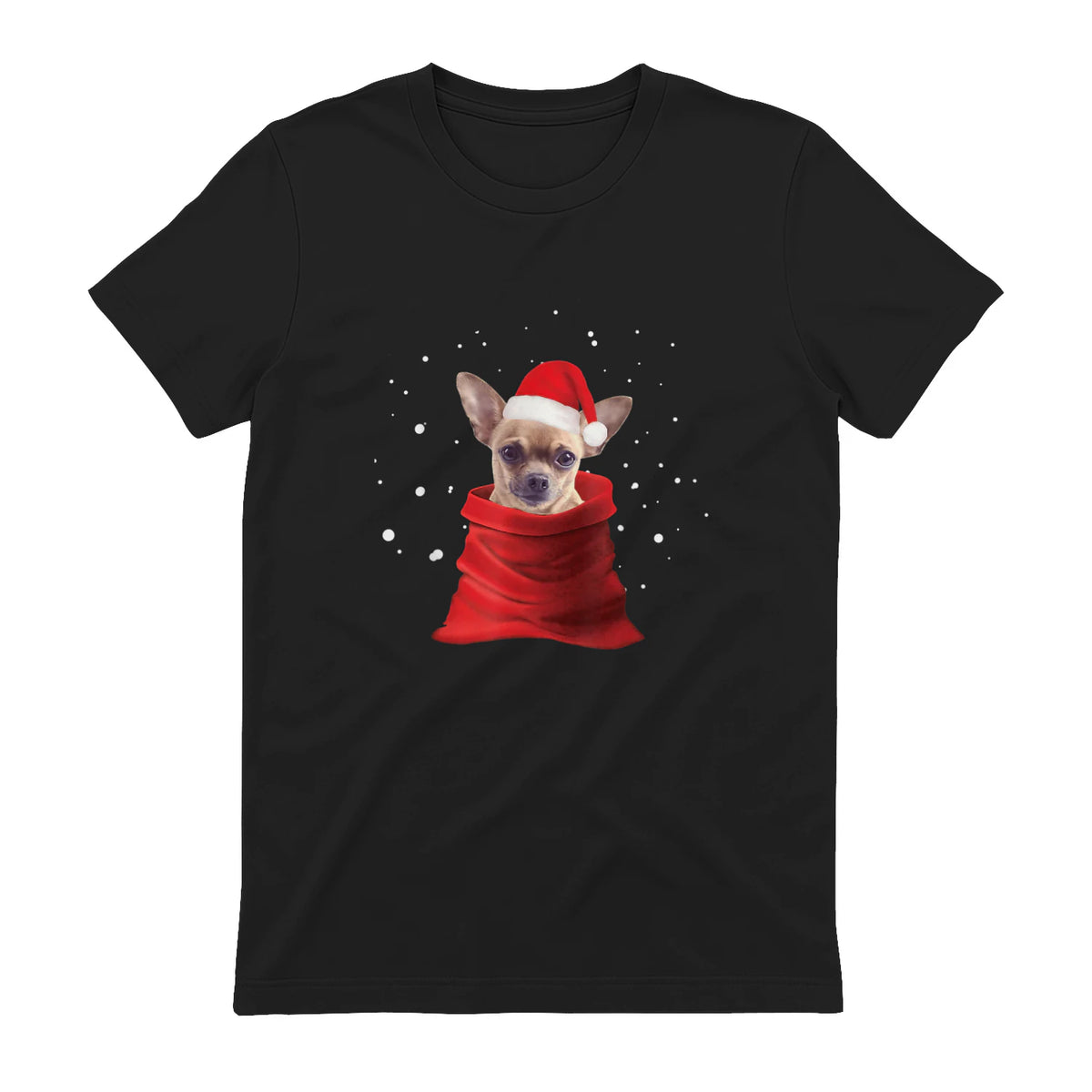 Chihuahua Motif de Noël - Mignon Mignon Xmas Neige Chiwawa in Black - back view
