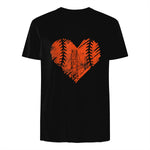 US State San Francisco Baseball Vintage Heart T-Shirt in Black - back view