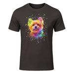 Colorful Splash Art Yorkshire Terrier Portrait Yorkshire Lover in Dark Chocolate - front view