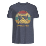 Retro I do What I Want cat Funny cat Lover T-Shirt Small in Heather Navy - back view