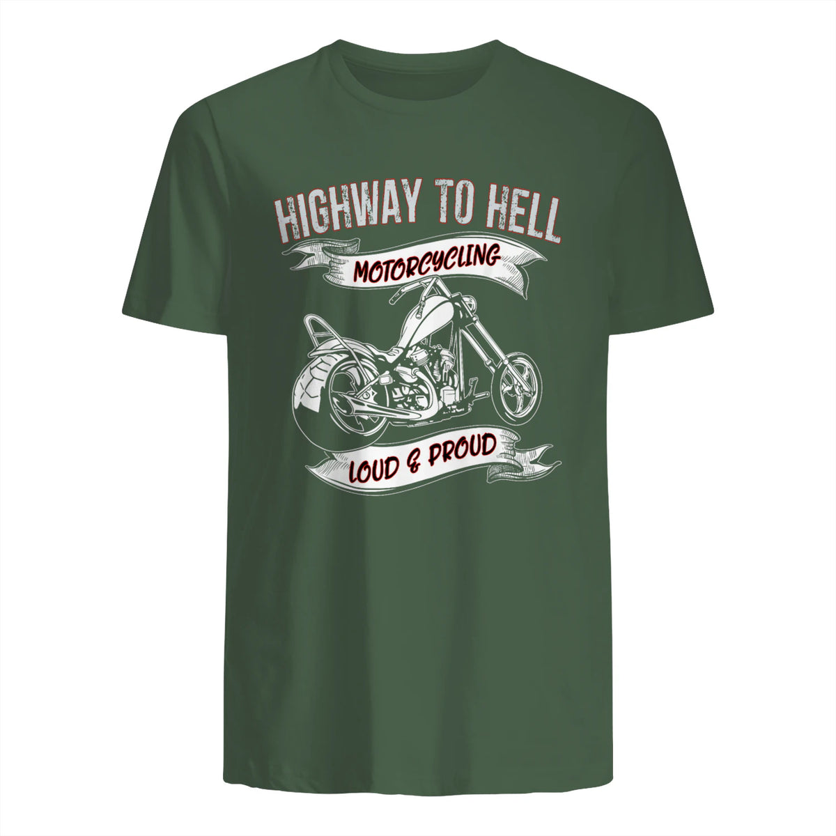 Highway to Hell Motorradfahrer Biker Motorrad Männer in Military Green - back view
