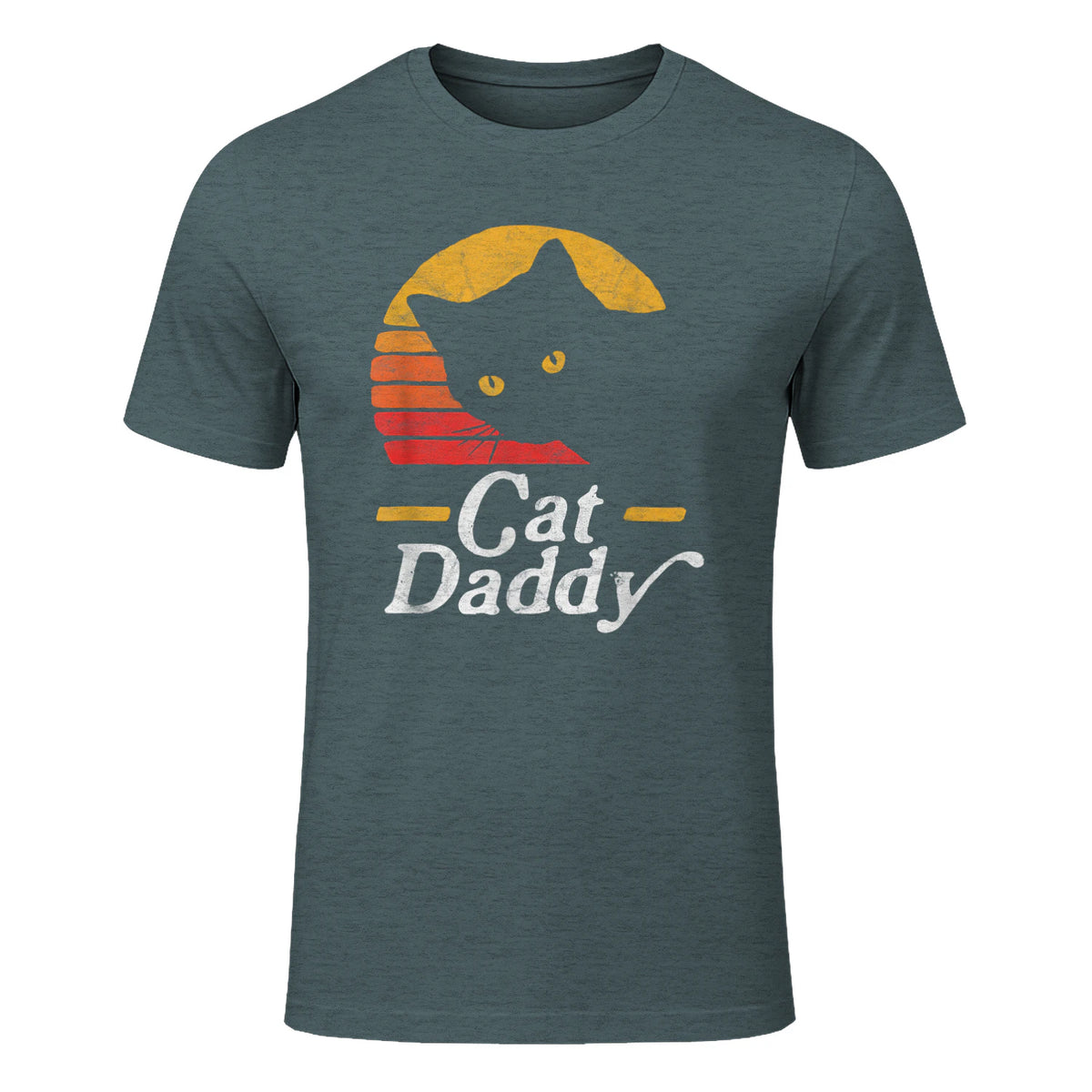 Cat Daddy Vintage Eighties Style Cat Retro Distressed in Dark Heather - front view