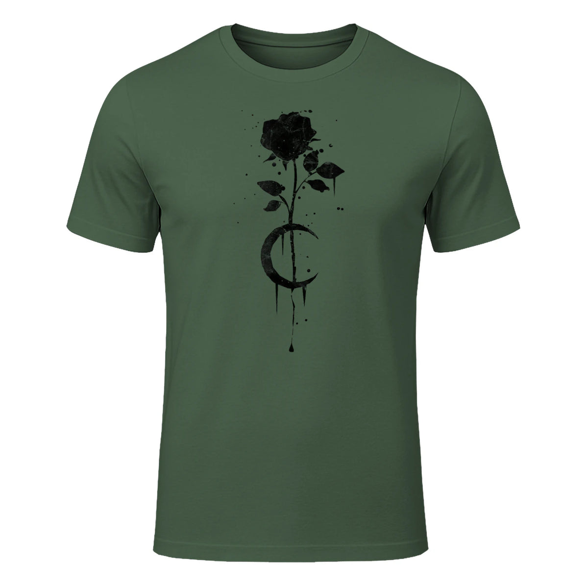 Occult Vintage Moon Rose Witchcraft Okkult Hexe Gothic in Military Green - front view