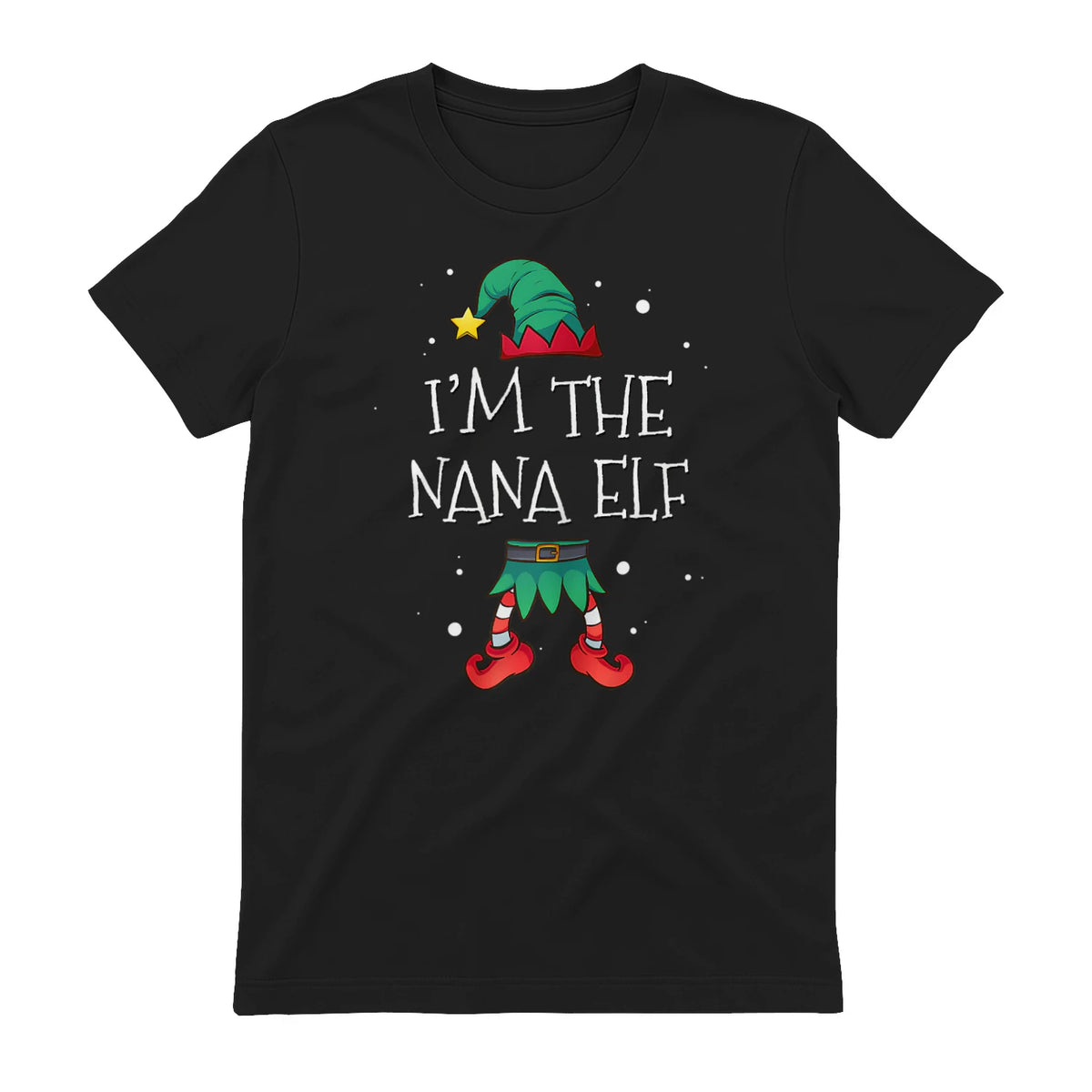 I'm The Nana Elf Shirt Matching Family Outfits Christmas in Black - back view