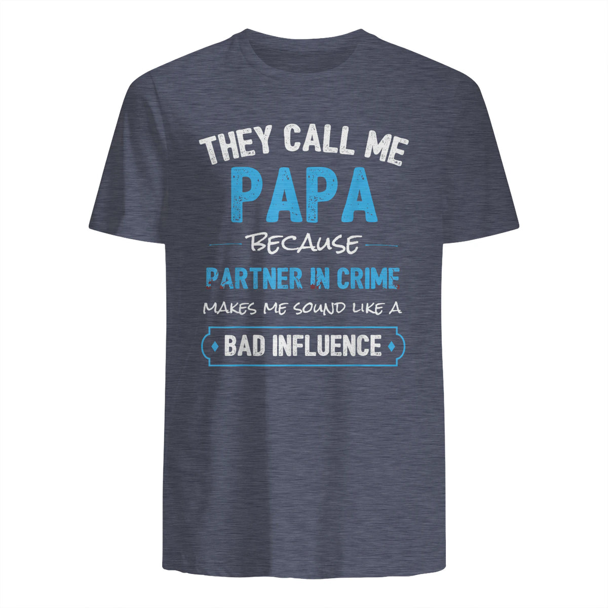 Funny Grandpa Papa Partner in Crime Dad in Heather Navy - back view