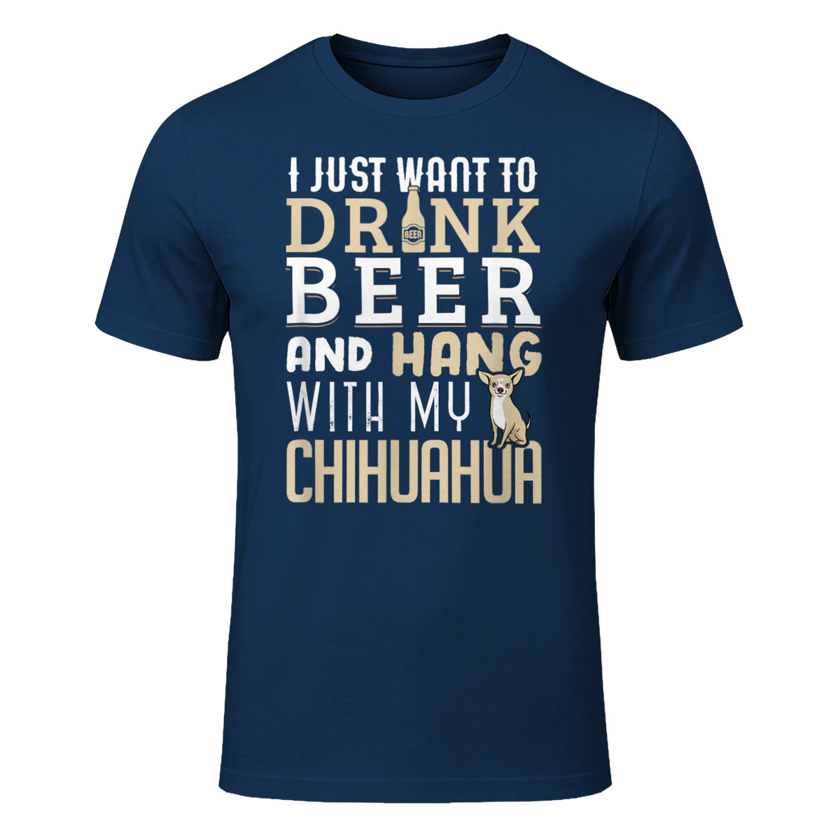 Drôle fête des pères amoureux des chiens Chihuahua Papa Shirt in Navy - front view